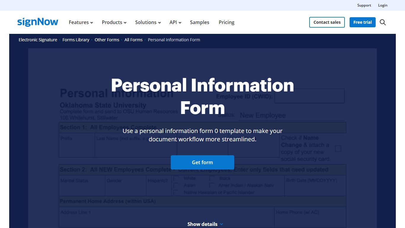 Personal Information Form - Fill Out and Sign Printable PDF Template ...