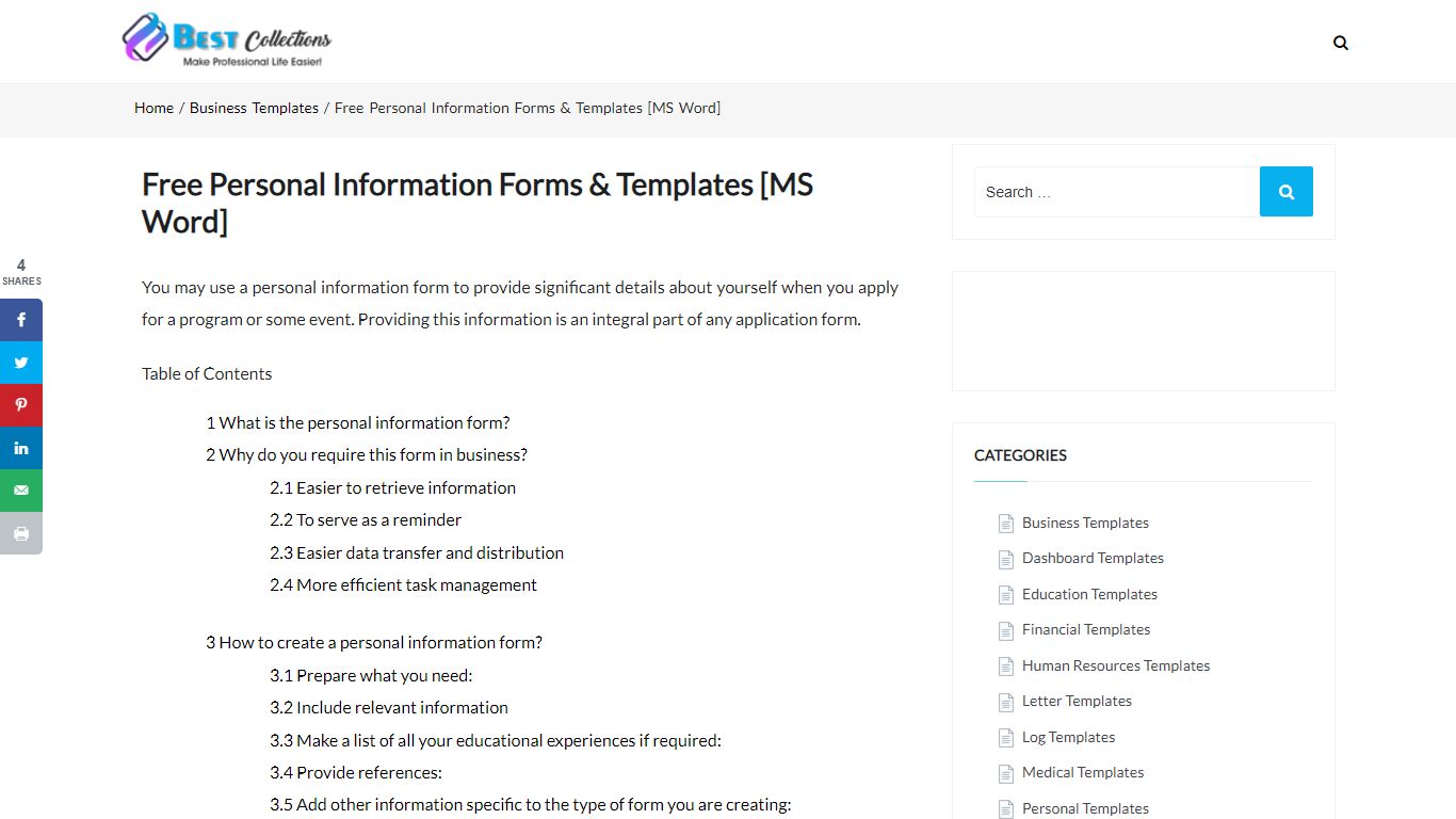 Free Personal Information Forms & Templates [MS Word]