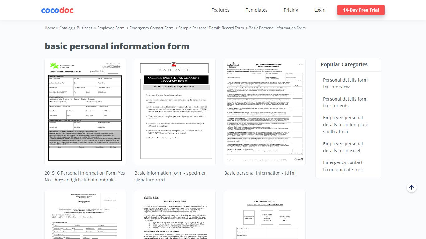 12 basic personal information form - Free to Edit, Download & Print ...